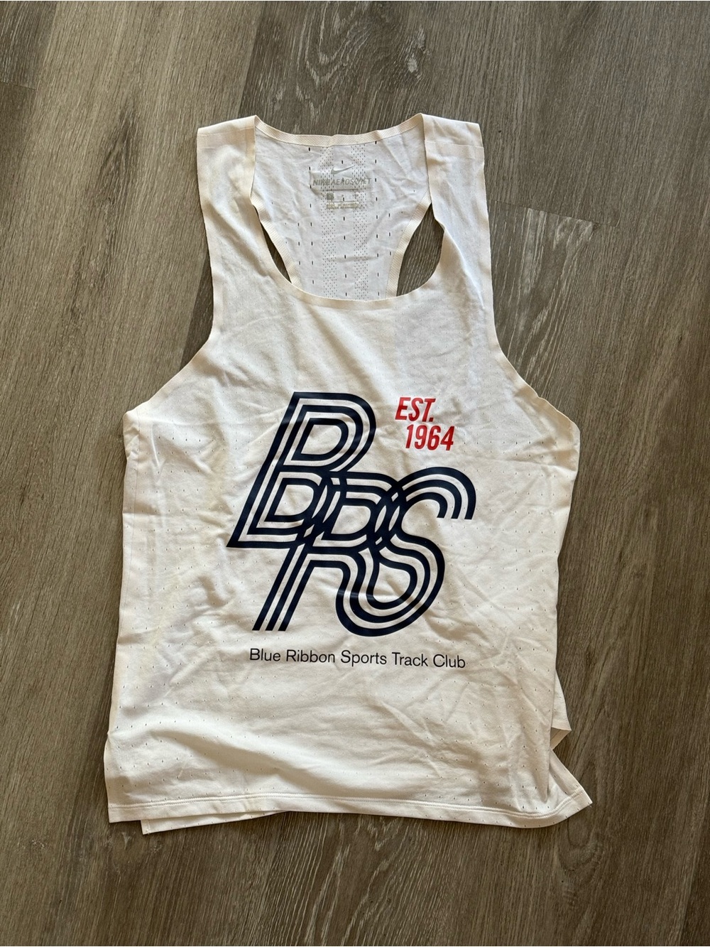 Nike White Perforated Running Tank with Subtle Trim